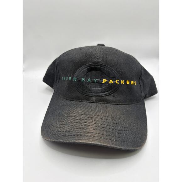 Vintage 90s Green Bay Packers NFL Football Snapback Cap Black Embroidered OSFA - Picture 1 of 7